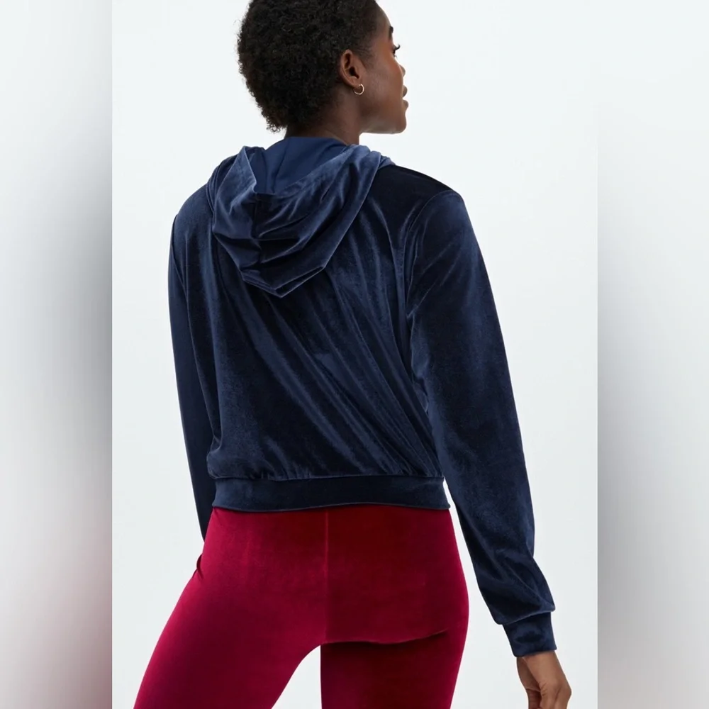 Fabletics Midnight Blue Velvet Donna Velour Hoodie - Picture 3 of 8